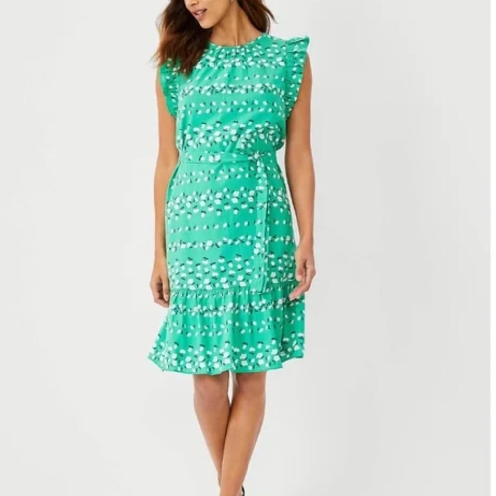 NWT Green Floral Sleeveless Dress - Picture 3 of 4